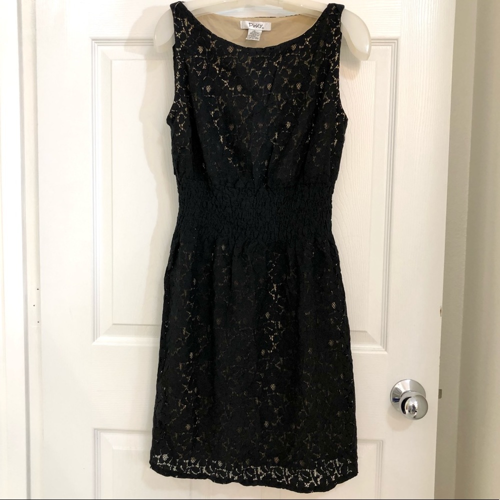 Lace Dress Fully Lined Black/Beige Size L Junior NWOT